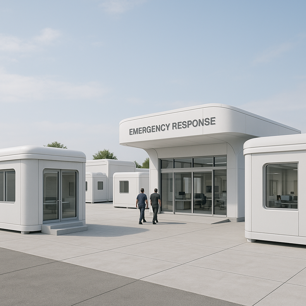 Rapid deployment emergency response facility with modular infrastructure components