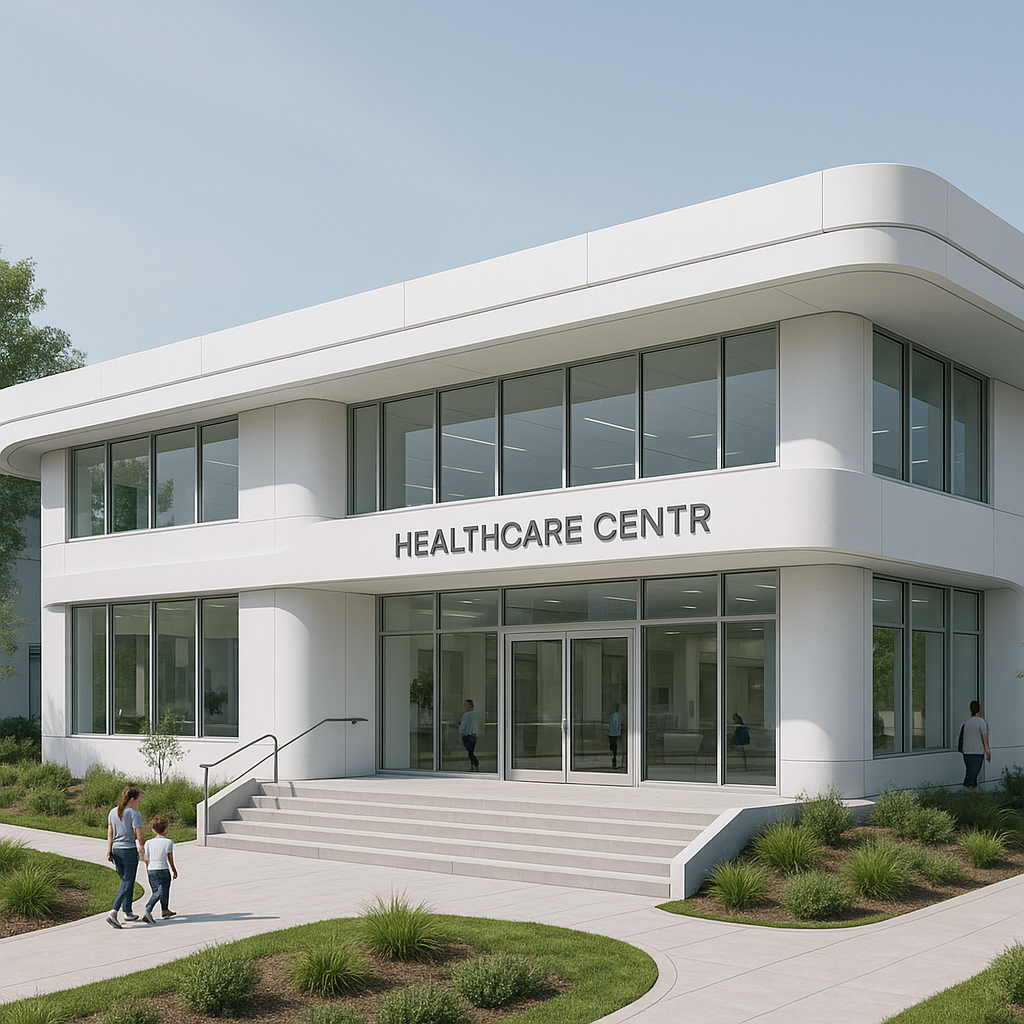 Modern healthcare center design showcasing accessible public services architecture