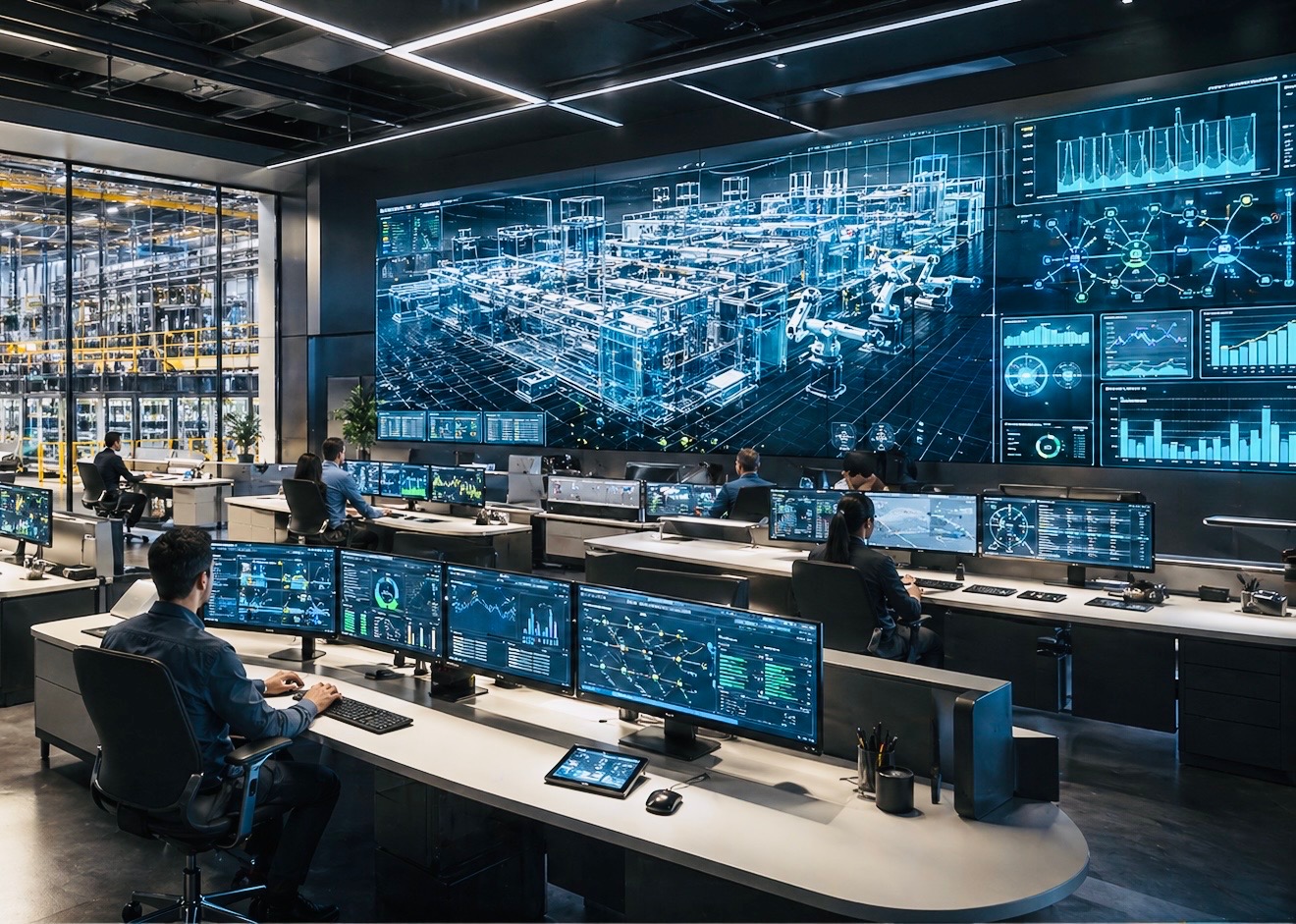 Digital operations environment supporting production coordination, quality control, and campus performance monitoring